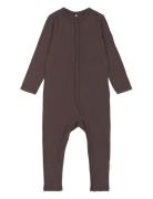 Wool/Bamboo Ls Suit Brown Mikk-line