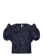 3D Mesh Sleeveless Top Navy ROTATE Birger Christensen