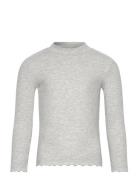 Ribbed High Neck T-Shirt Grey Mango