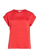 Viellette S/S Satin Top - Noos Red Vila
