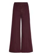 High-Waisted Wide-Leg Jeans With Stitching Burgundy Mango