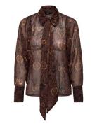 Paisley-Print Blouse With Foulard Brown Mango