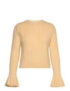 Cable-Knit Sweater With Flared Sleeves Yellow Mango