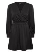 Wrap Satin Dress Black Bubbleroom