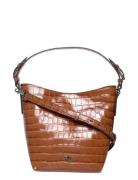 Croc-Embossed Medium Witley Bucket Bag Brown Lauren Ralph Lauren