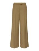 Wool Gaberdine Wide Leg Trouser Khaki Calvin Klein