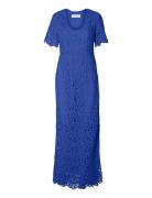 Slfalima Ss Ankle Crochet Dress B Blue Selected