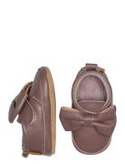 Bow Leather Slippers Brown Melton
