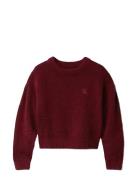 Box Pleat Fluffy Sweater Burgundy Calvin Klein