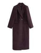 Coat In Wool Blend Burgundy Lindex