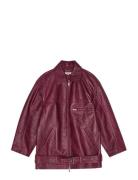 Over Leather Jacket Burgundy REMAIN Birger Christensen