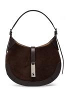 Polo Id Suede-Leather Small Shoulder Bag Brown Polo Ralph Lauren