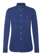 Slim Fit Knit Cotton Oxford Shirt Blue Polo Ralph Lauren
