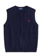 Cable-Knit Wool-Cashmere Sweater Vest Navy Polo Ralph Lauren