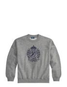 Embroidered-Crest Fleece Crewneck Grey Polo Ralph Lauren