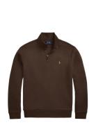 Double-Knit Mesh Quarter-Zip Pullover Brown Polo Ralph Lauren