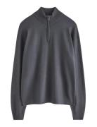 Sweater Fineknit Halfzip Grey Lindex