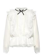 Bluse Med Volanger White Lindex