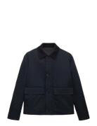 Water-Repellent Jacket With Corduroy Collar Navy Mango