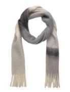 Striped Scarf With Tasselled Ends Grey Mango