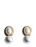 Combined Pearl Earrings Gold Mango