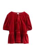 Kortärmad Topp I Sammet Red Lindex