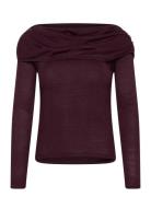 Fitted Sweater With Draped Neckline Burgundy Mango