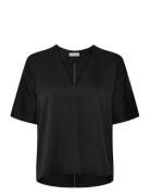 Yoli V-Neck Silk Blouse Black Ahlvar Gallery