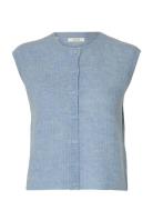 Slflulu Sl Button O-Neck Vest Noos Blue Selected