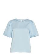 Viellette 2/4 Satin Puff Top - Noos Blue Vila