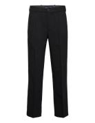 Pleated Relaxed Straight Trouser Black Abercrombie & Fitch