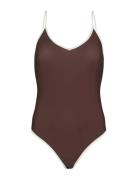 Contrast Bea Swimsuit Brown Becksöndergaard
