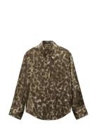 Satin Print Shirt Brown Mango