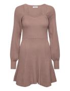Knitted Short Skater Dress Beige Bubbleroom