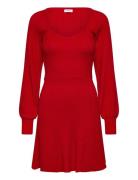 Knitted Short Skater Dress Red Bubbleroom
