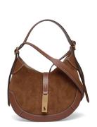 Polo Id Suede-Leather Small Shoulder Bag Brown Polo Ralph Lauren