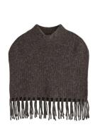 Scarf Poncho Petra W Fringe Brown Lindex