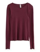 Pyjama Top In Pointelle Burgundy Lindex