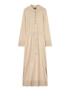 Belted Knitted Polo Dress Beige Lexington Clothing