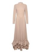 Chiffon Maxi Ruffle Dress Beige ROTATE Birger Christensen