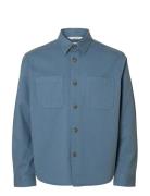Slmtravis Twill Overshirt Ls Noos Blue Selected