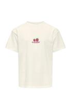 Kogcarina Life Ss Loose Printed Top Jrs Cream Kids Only