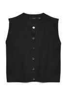 Vmgold Sl O-Neck Button Vest Boo Black Vero Moda