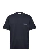 Over D O-Neck Signature Tee S/S Navy Lindbergh