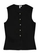Vmsaba Sl O-Neck Button Vest Btq Black Vero Moda