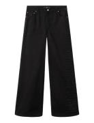 Wide Leg Jeans With Rhinest S Black Mango