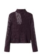 Lace Shirt With Scarf Burgundy Mango