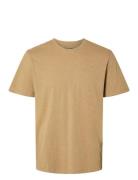 Slhaspen Slub Ss O-Neck Tee Noos Beige Selected