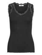 Rmwbalta Modal Sl V-Neck Top Black RM By Rosemunde