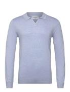 Ecovero L/S V-Neck Polo Blue Lindbergh